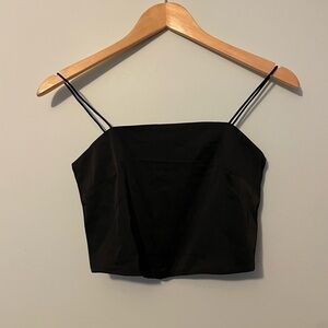 Adika Black Crop Spaghetti Strap Ruched Top Small NWT